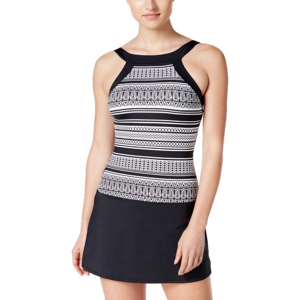 NWT Jag Geometric Striped Swim Top